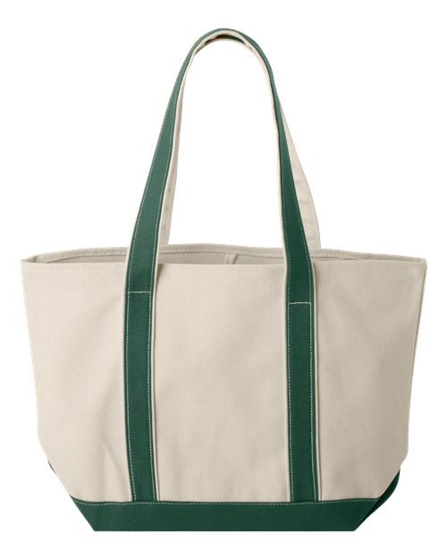 Windward Large Cotton Canvas Classic Resort Tote - Back - B72466540 - Natural/ Forest