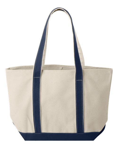 Windward Large Cotton Canvas Classic Resort Tote - Back - B72466650 - Natural/ Navy