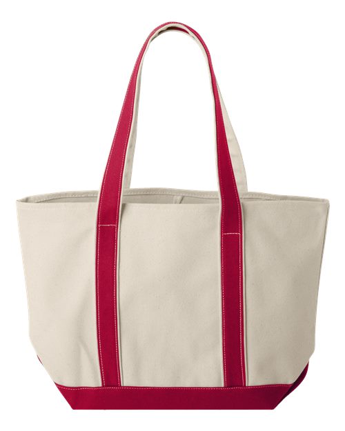 Windward Large Cotton Canvas Classic Resort Tote - Back - B72466700 - Natural/ Red