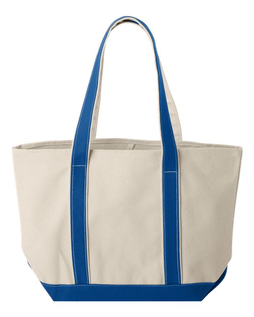Windward Large Cotton Canvas Classic Resort Tote - Back - B72466750 - Natural/ Royal