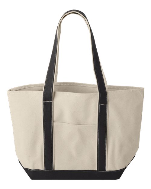 Windward Large Cotton Canvas Classic Resort Tote - Front - B72466500 - Natural/ Black