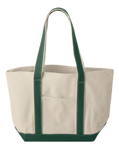 Windward Large Cotton Canvas Classic Resort Tote - Front - B72466540 - Natural/ Forest