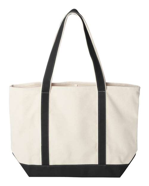 Carmel Classic XL Cotton Canvas Resort Tote - Back - B72566500 - Natural/ Black