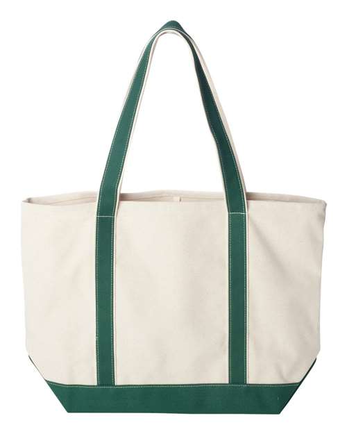 Carmel Classic XL Cotton Canvas Resort Tote - Back - B72566540 - Natural/ Forest