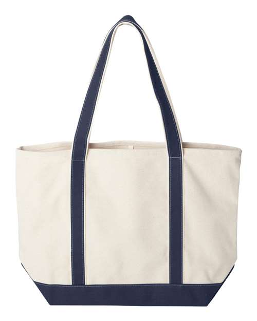 Carmel Classic XL Cotton Canvas Resort Tote - Back - B72566650 - Natural/ Navy