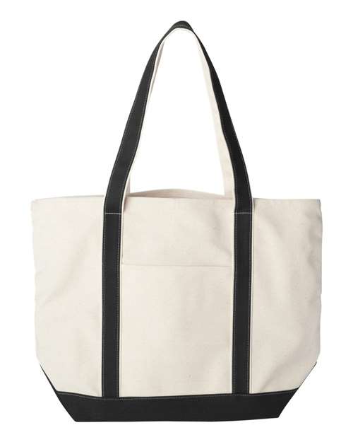 Carmel Classic XL Cotton Canvas Resort Tote - Front - B72566500 - Natural/ Black
