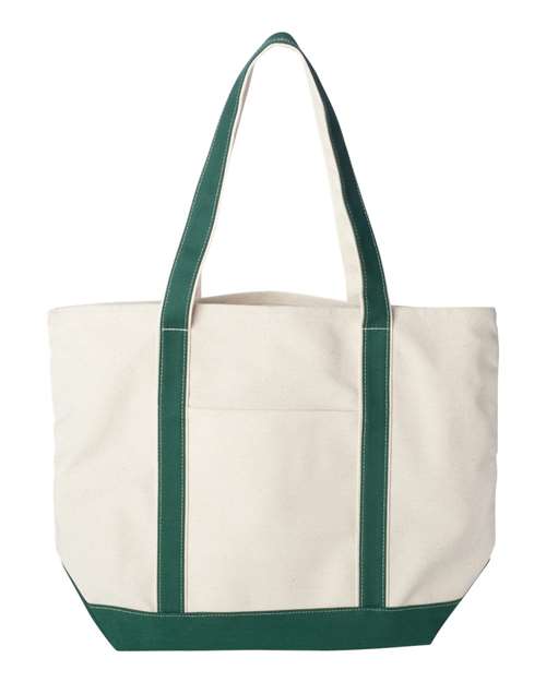 Carmel Classic XL Cotton Canvas Resort Tote - Front - B72566540 - Natural/ Forest