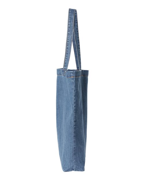Cotton Denim Gusseted Tote Bag - DirectSide - B78166350 - Light Blue Denim