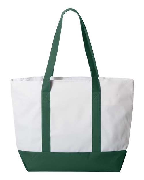 Bay View Giant Zippered Tote - Back - B70366540 - White/ Forest