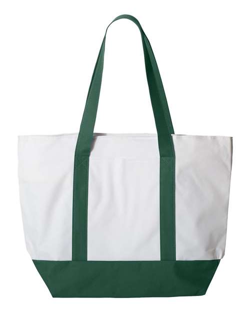 Bay View Giant Zippered Tote - Front - B70366540 - White/ Forest