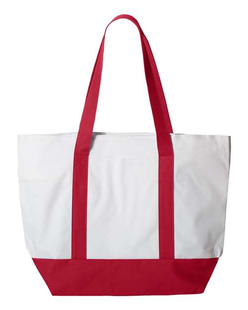 Bay View Giant Zippered Tote - Front - B70366700 - White/ Red