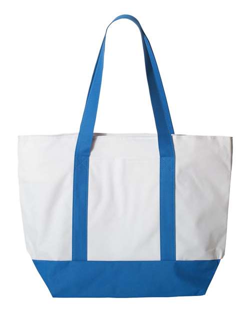 Bay View Giant Zippered Tote - Front - B70366750 - White/ Royal