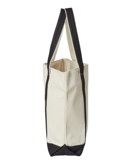 XL Zippered Cotton Canvas Resort Tote - DirectSide - B20966530 - Natural/ Black