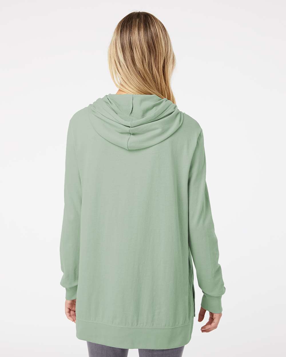 Women's Sueded Jersey Hooded Sweatshirt - OnModelBack - B07452653 - Greenstone
