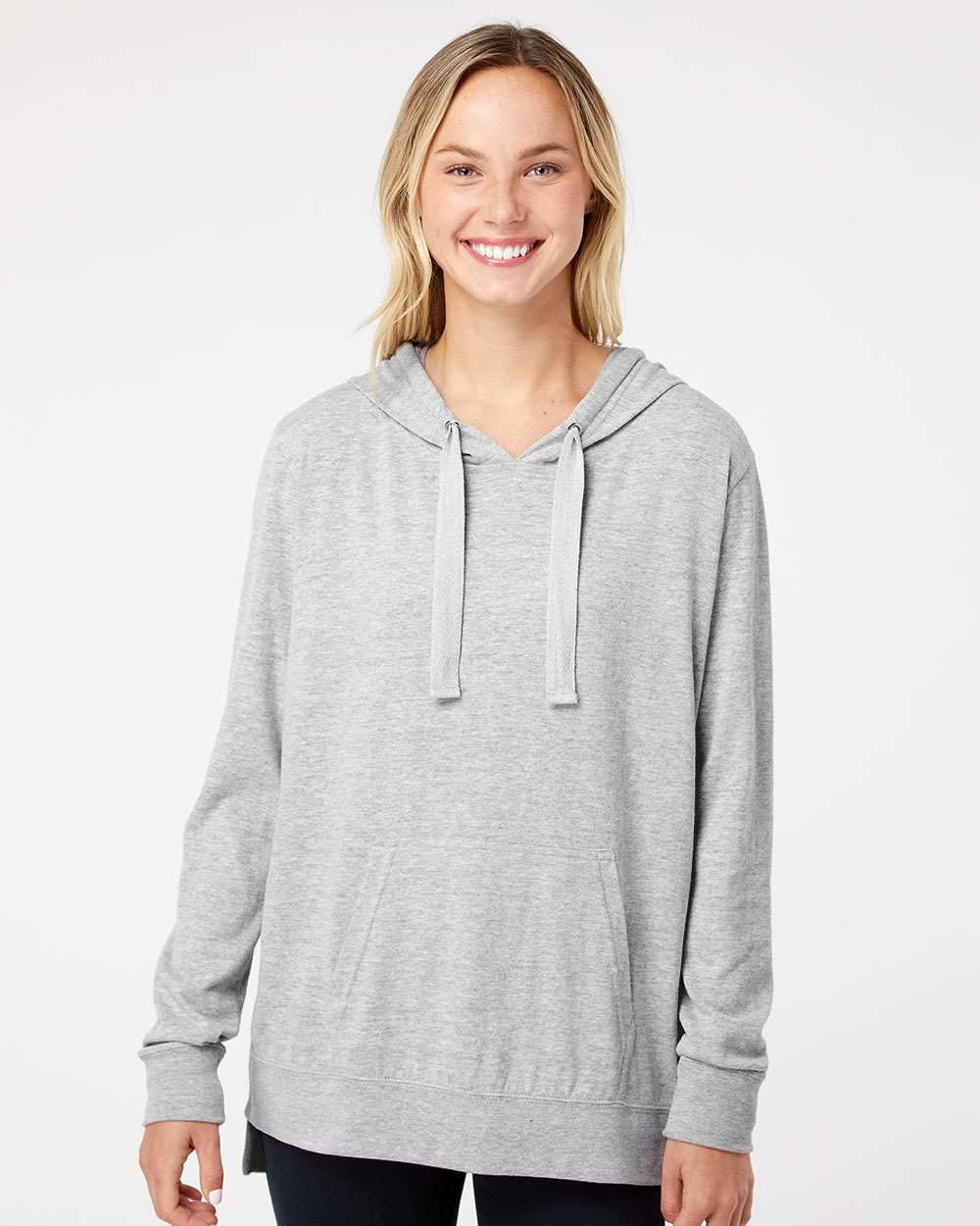Women's Sueded Jersey Hooded Sweatshirt - OnModelFront - B07452583 - Heather