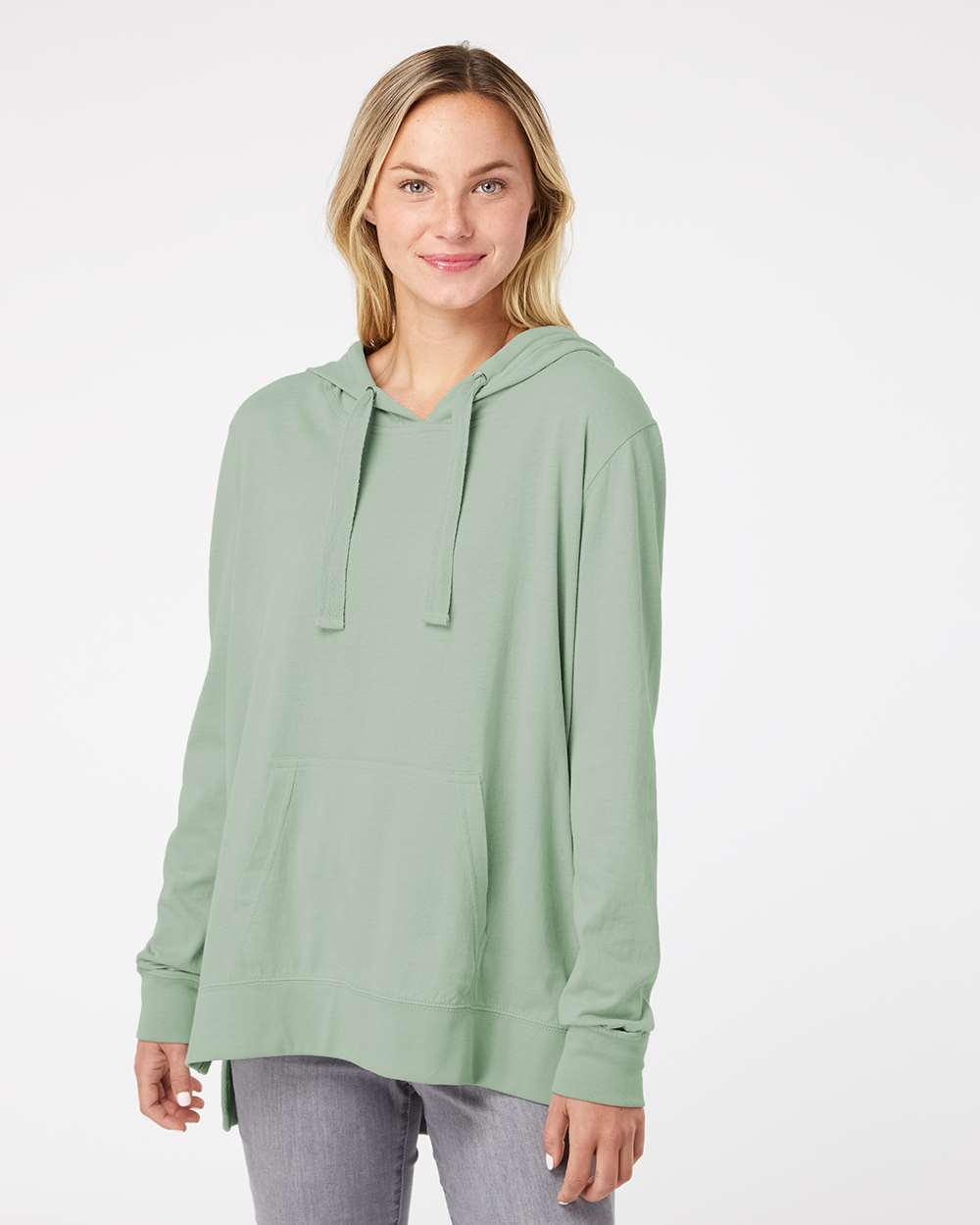 Women's Sueded Jersey Hooded Sweatshirt - OnModelFront - B07452653 - Greenstone