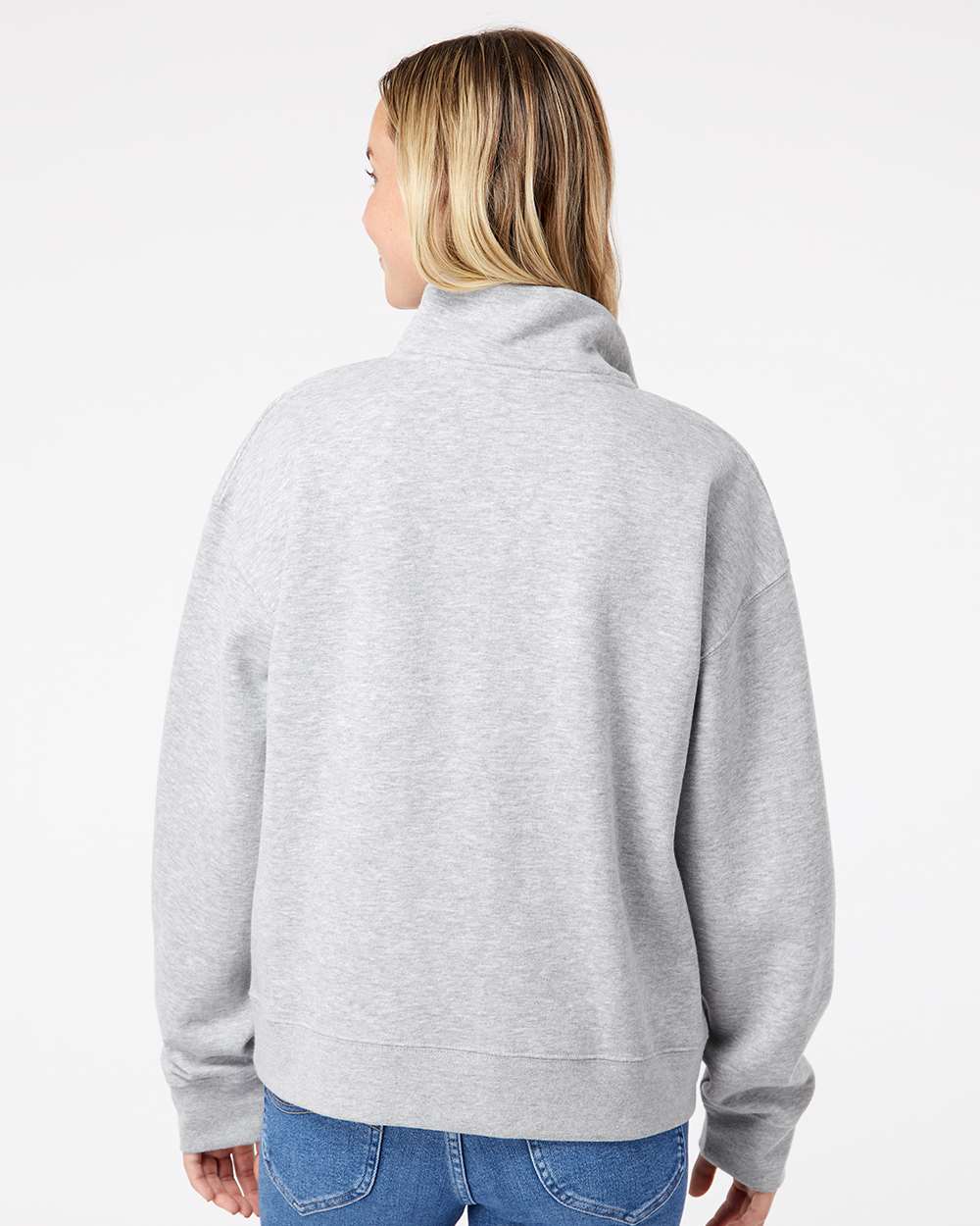 Women's Sueded Fleece Quarter-Zip Sweatshirt - OnModelBack - B11152583 - Heather Grey