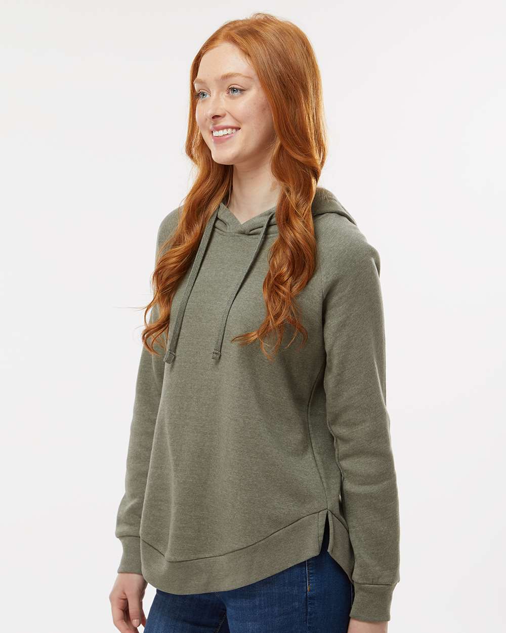 Women's Jordan Angel Fleece Hooded Sweatshirt - OnModelSide - B13952643 - Dusty Olive
