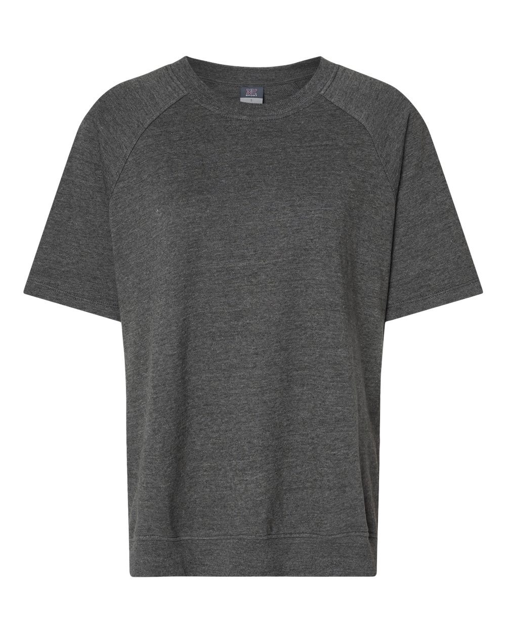 Women's French Terry Short Sleeve Crewneck Sweatshirt - Front - B14552093 - Charcoal