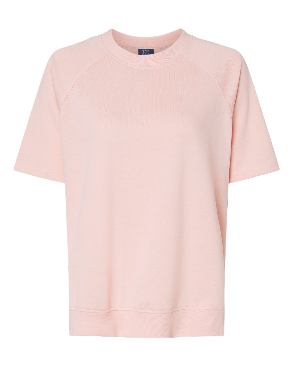 Women's French Terry Short Sleeve Crewneck Sweatshirt - Front - B14552303 - Cameo Pink