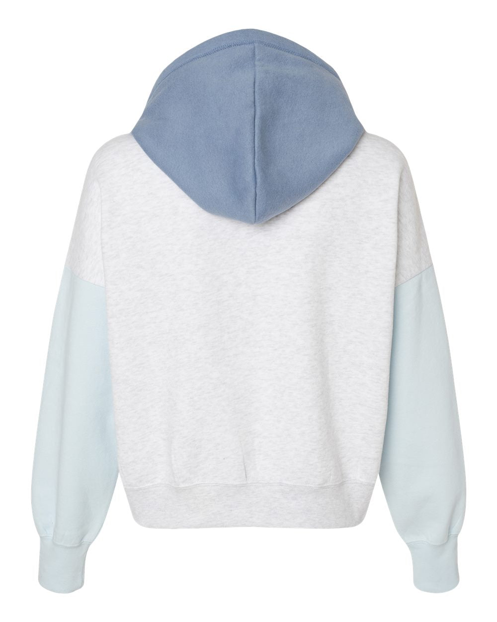 Women's Sueded Fleece Colorblocked Crop Hooded Sweatshirt - Back - B14652253 - Arctic Blue