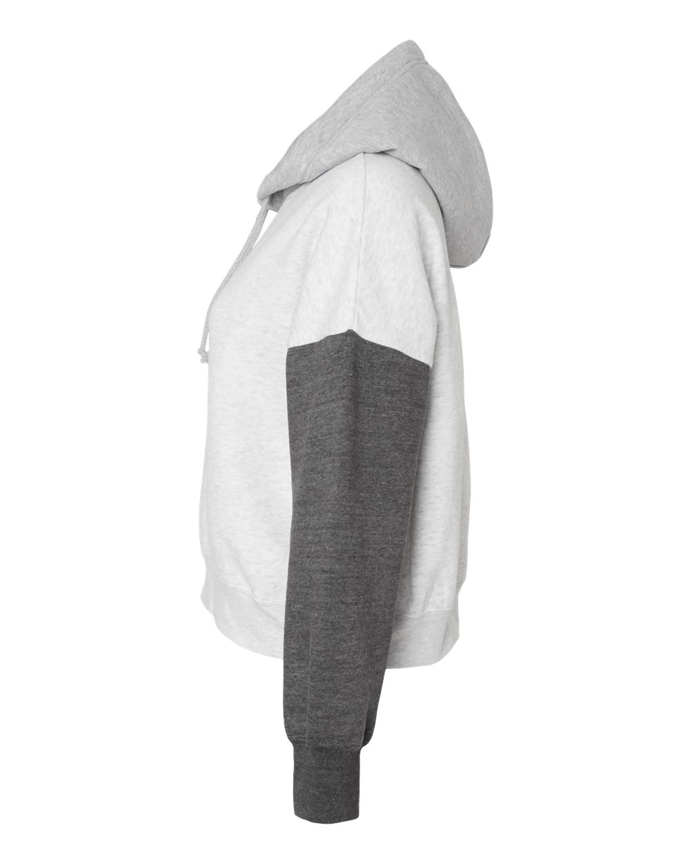 Women's Sueded Fleece Colorblocked Crop Hooded Sweatshirt - DirectSide - B14652093 - Charcoal