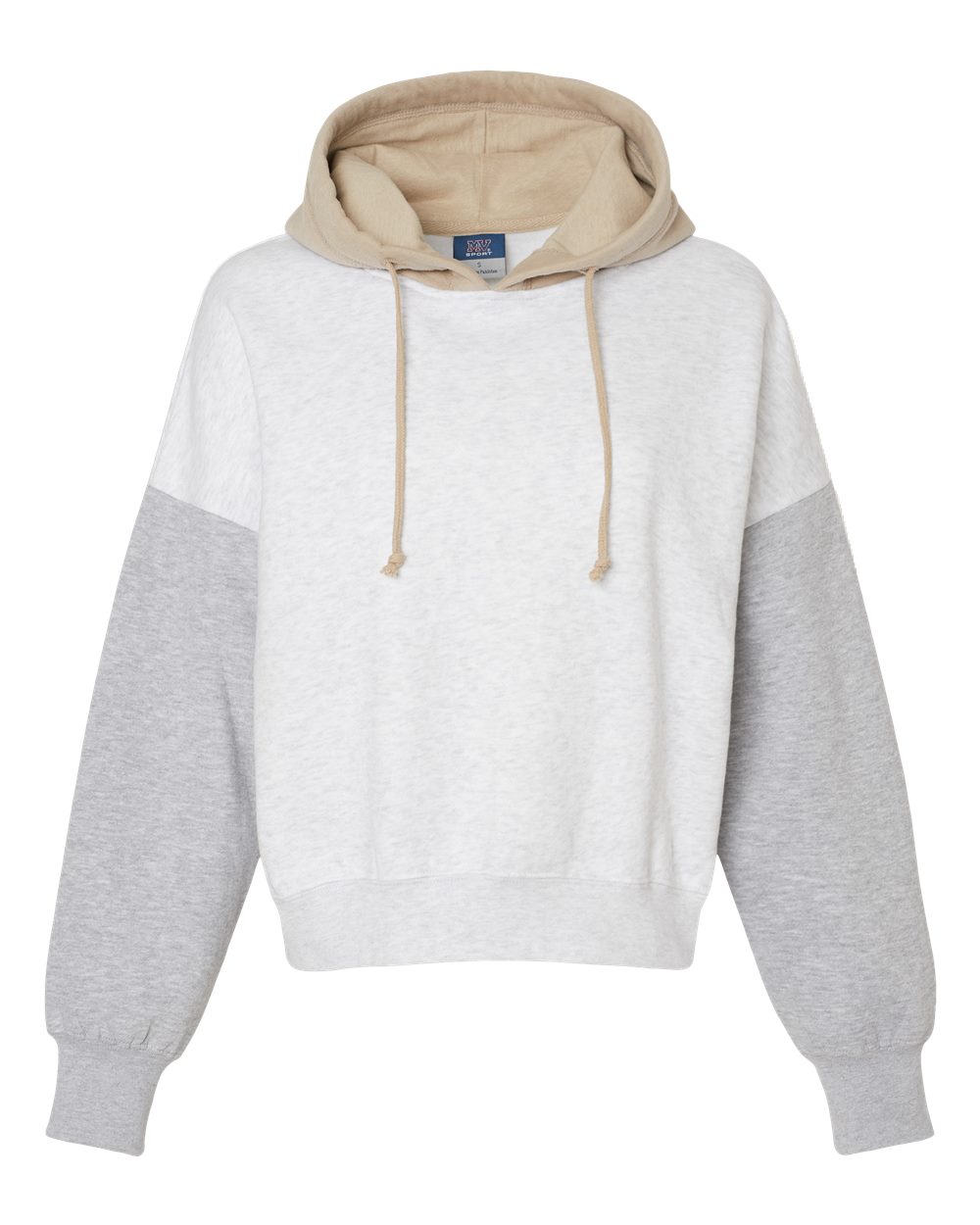 Women's Sueded Fleece Colorblocked Crop Hooded Sweatshirt - Front - B14652583 - Heather