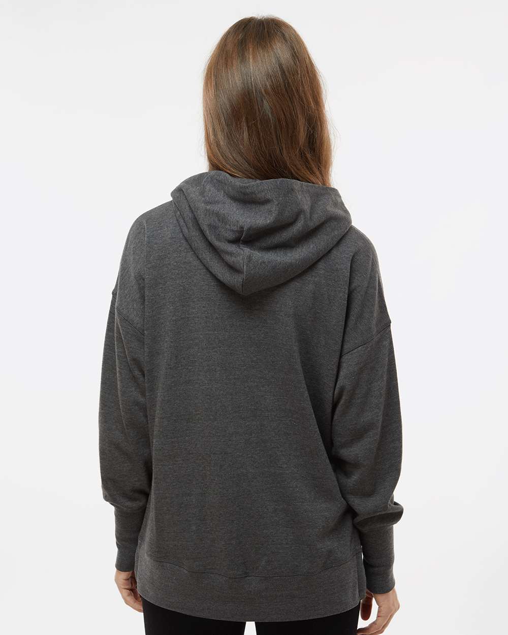 Women's French Terry Hooded Sweatshirt - OnModelBack - B14852093 - Charcoal