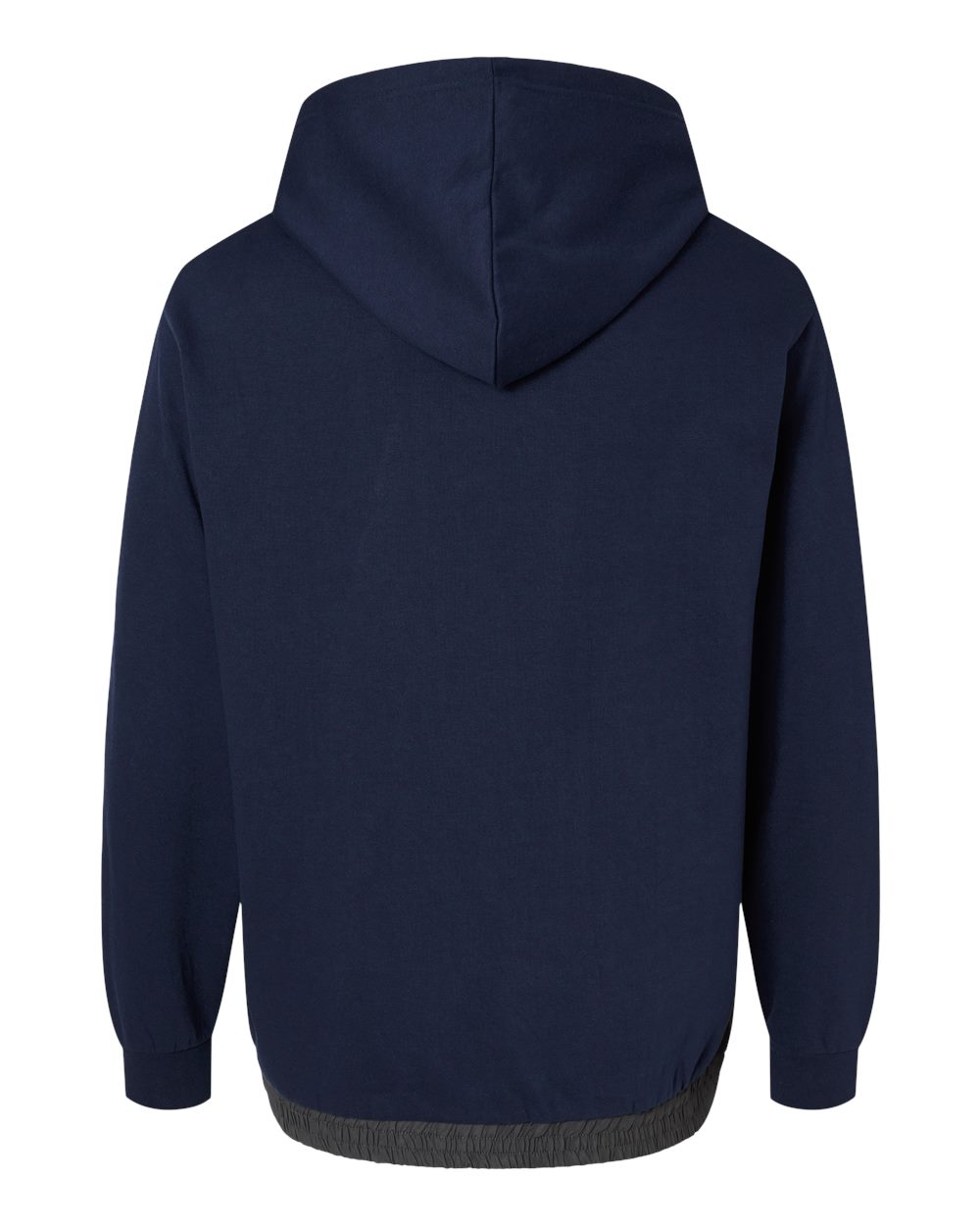 Unisex Mixed Media Hooded Sweatshirt - Back - B14952653 - Navy/ Charcoal