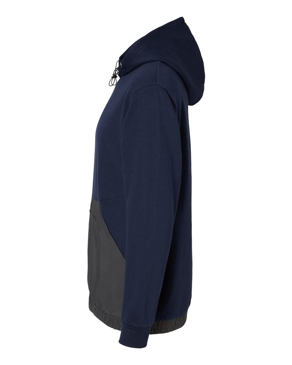 Unisex Mixed Media Hooded Sweatshirt - DirectSide - B14952653 - Navy/ Charcoal