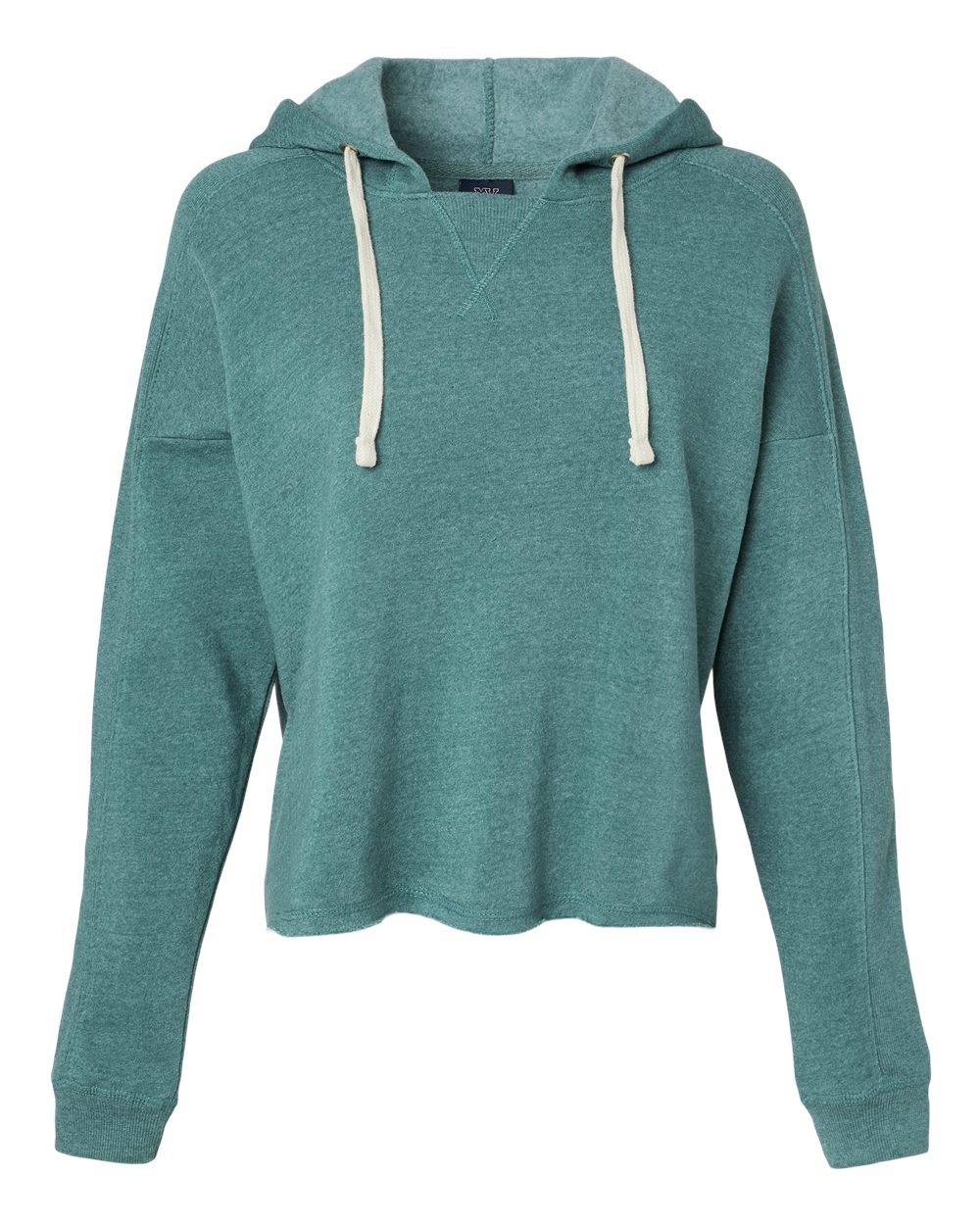 Women's Angel Fleece Crop Hooded Sweatshirt - Front - B15052543 - Mallard Green