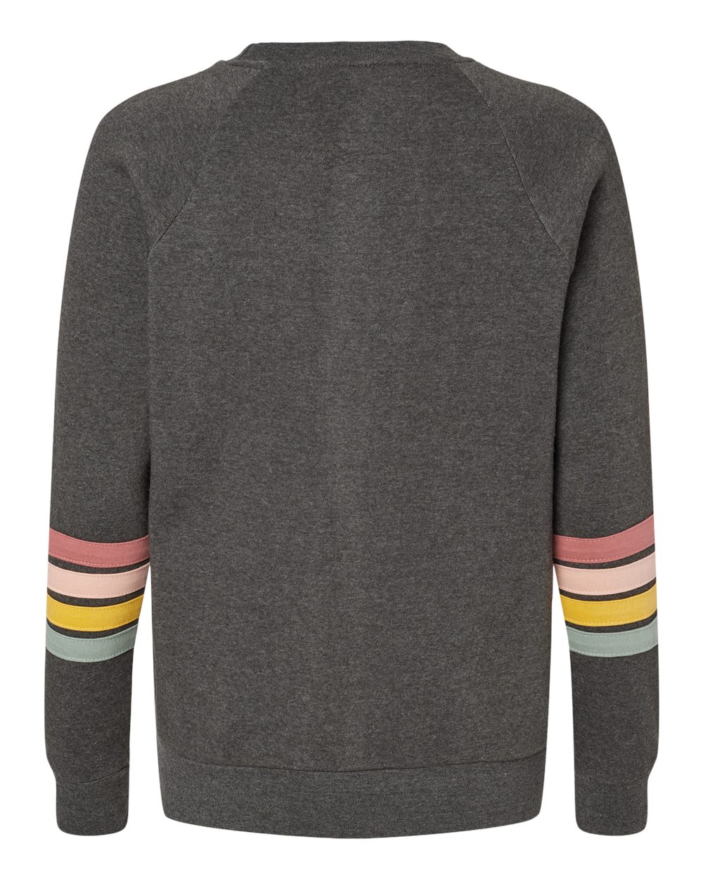 Women's Striped Sleeves Crewneck Sweatshirt - Back - B15252093 - Charcoal