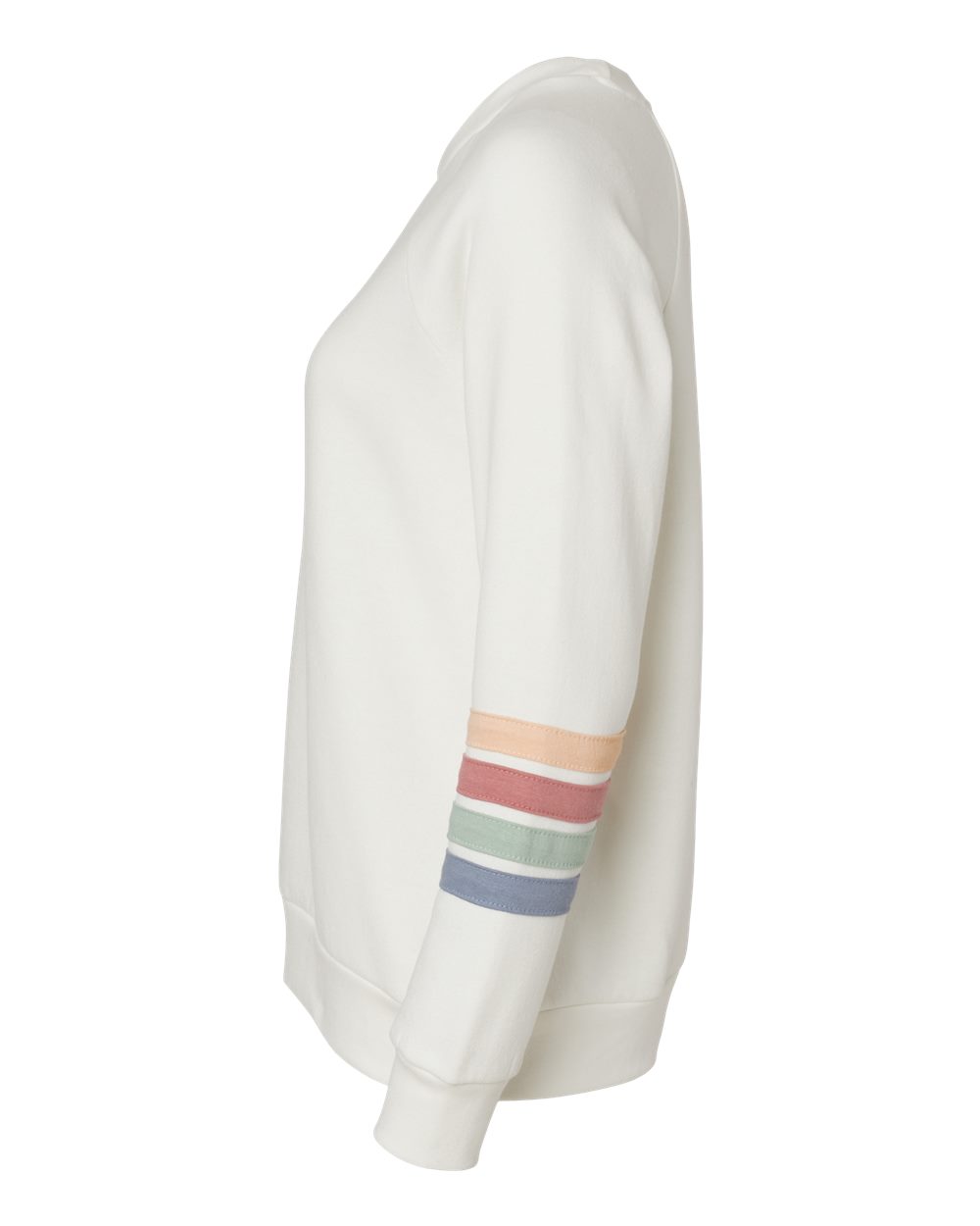 Women's Striped Sleeves Crewneck Sweatshirt - DirectSide - B15252243 - Ivory