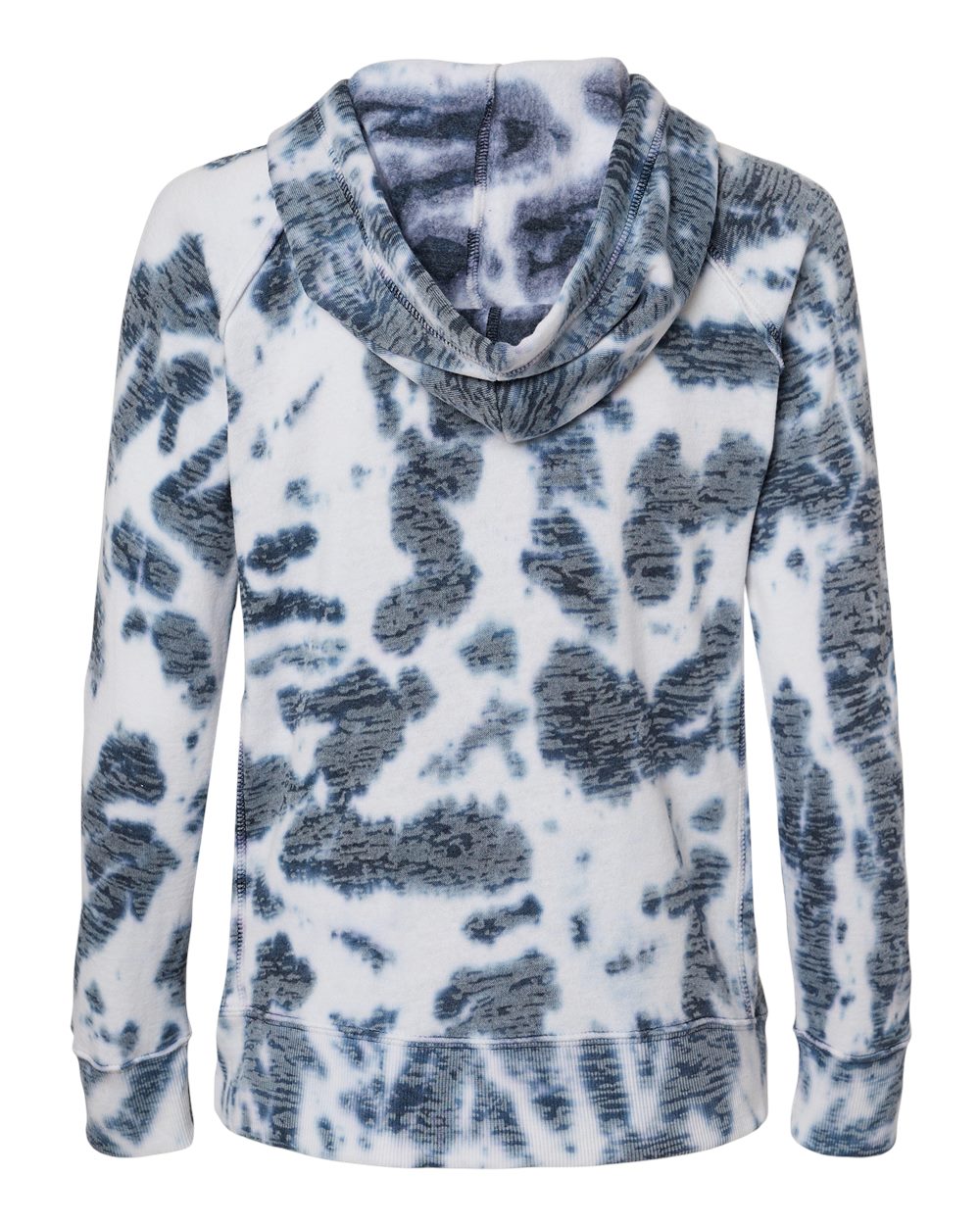 Women’s Courtney Burnout V-Notch Hooded Sweatshirt - Back - B82452653 - Navy Tie Dye