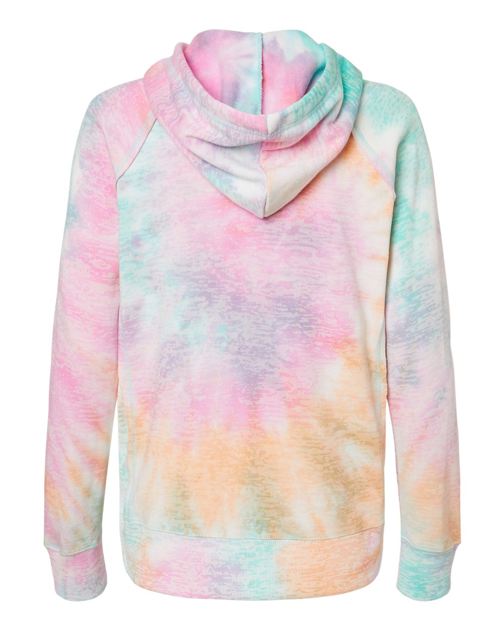 Women’s Courtney Burnout V-Notch Hooded Sweatshirt - Back - B82452983 - Rainbow Sorbet