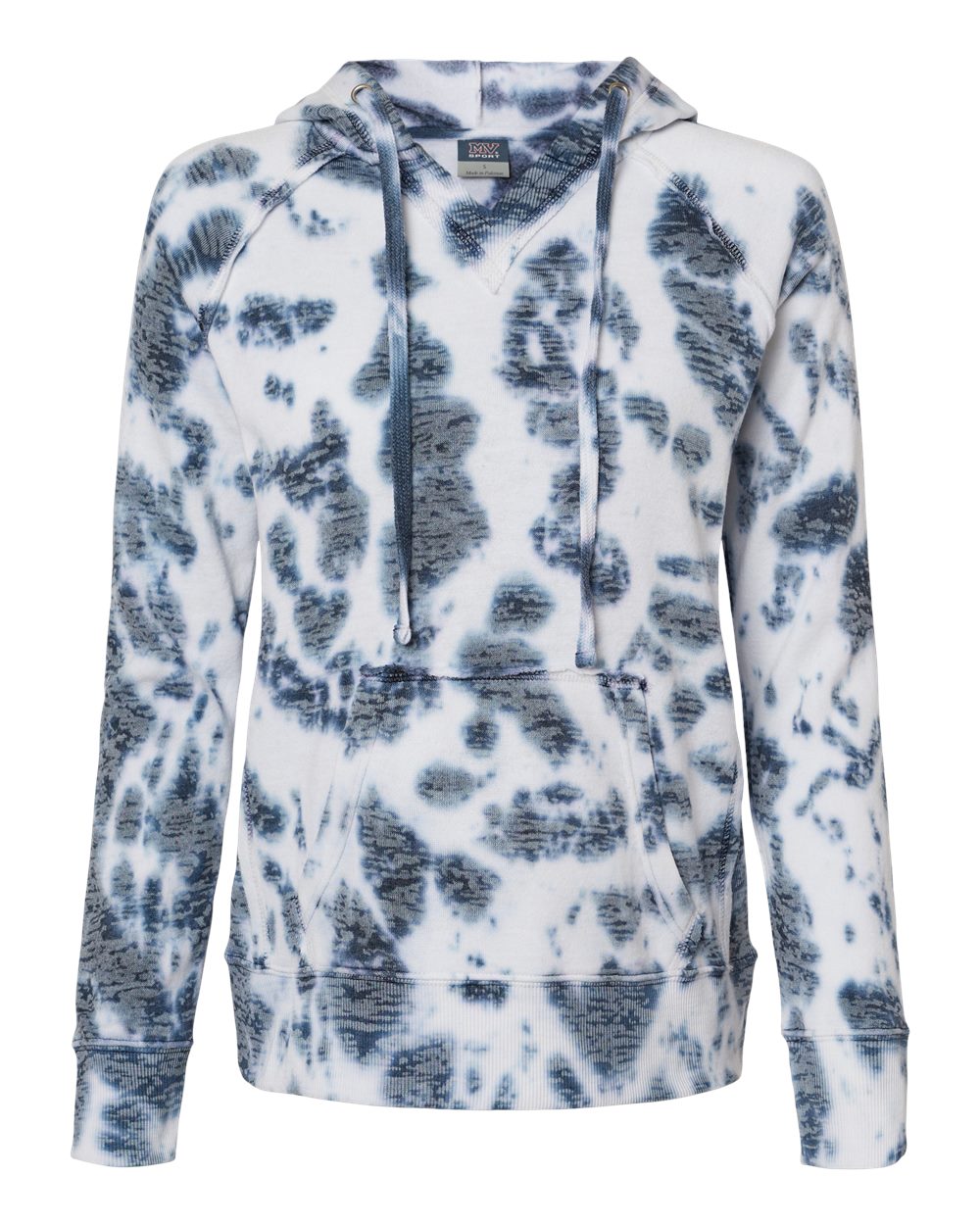 Women’s Courtney Burnout V-Notch Hooded Sweatshirt - Front - B82452653 - Navy Tie Dye