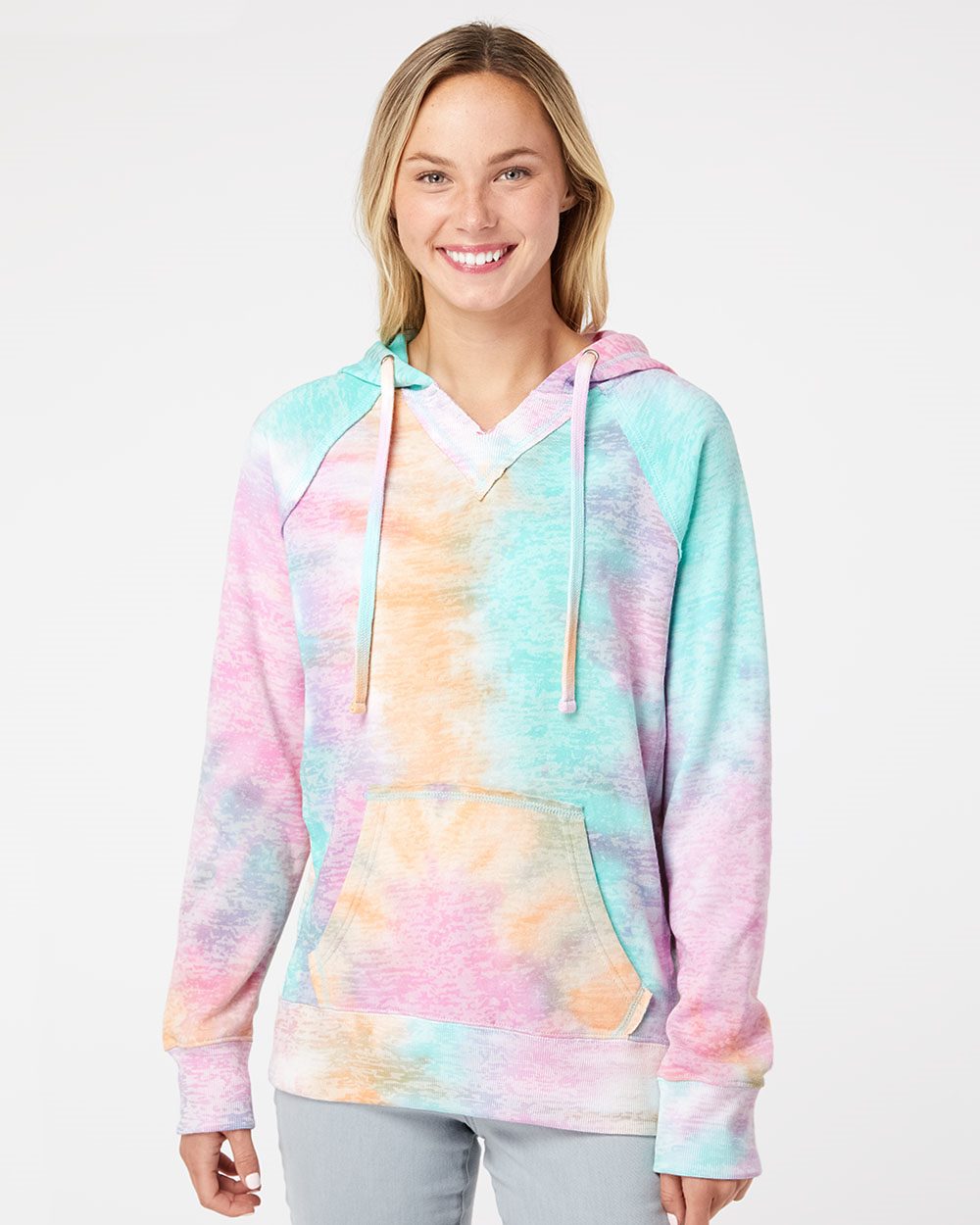 Women’s Courtney Burnout V-Notch Hooded Sweatshirt - styleImage