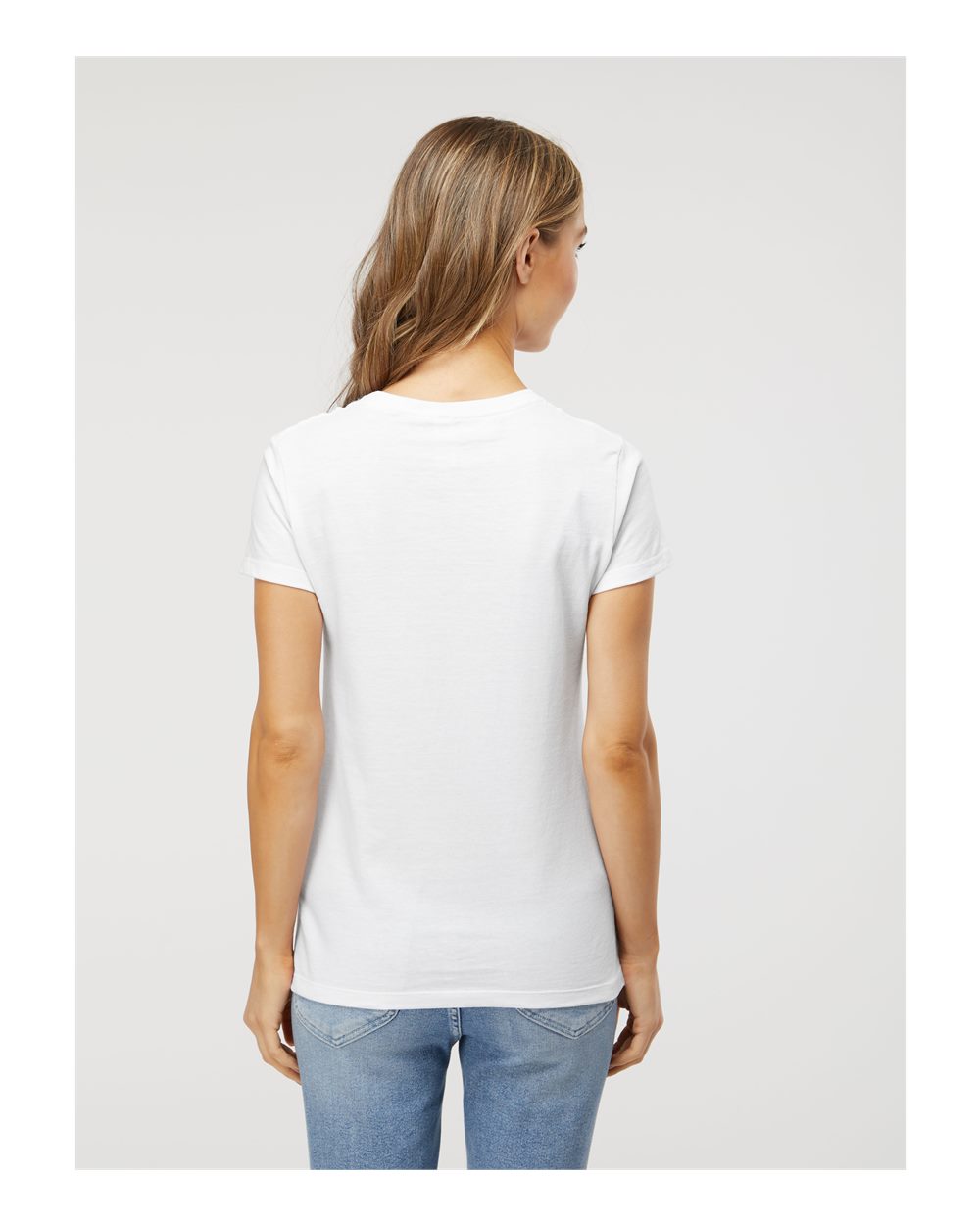 Women's Gold Soft Touch T-Shirt - OnModelBack - B01642002 - White