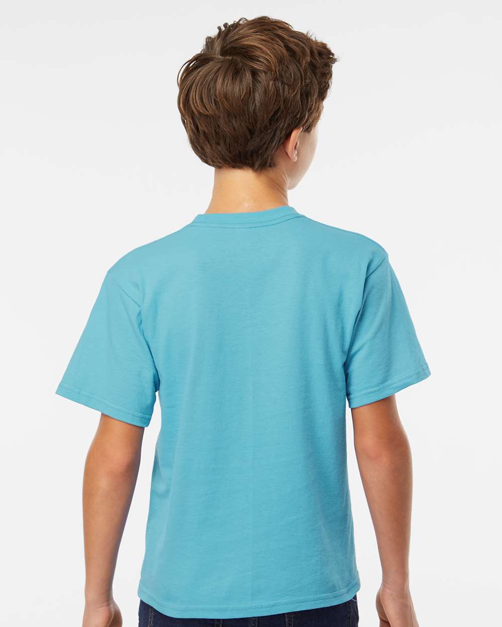 Youth Gold Soft Touch T-Shirt - OnModelBack - B01842022 - Diving Blue