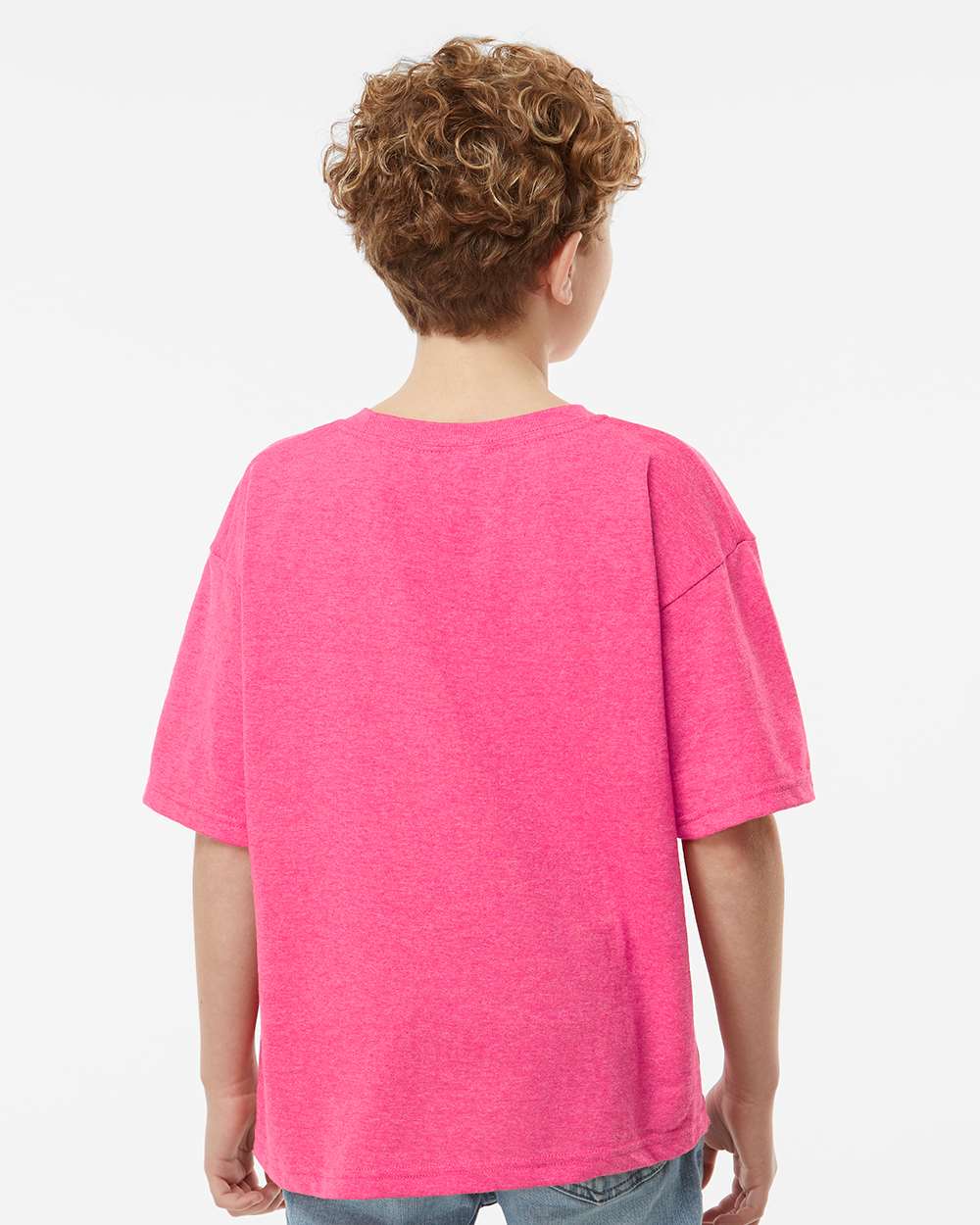 Youth Gold Soft Touch T-Shirt - OnModelBack - B01842312 - Neon Pink