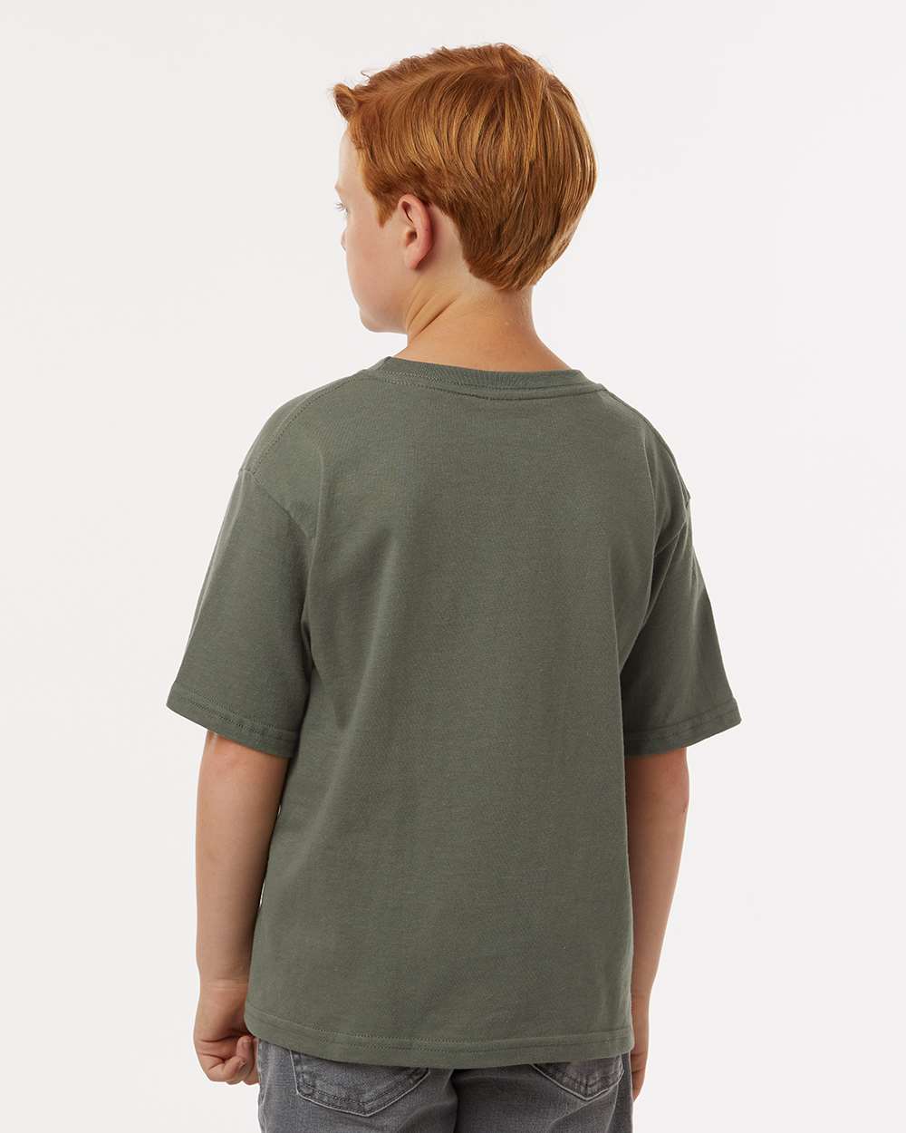 Youth Gold Soft Touch T-Shirt - OnModelBack - B01842522 - Military Green