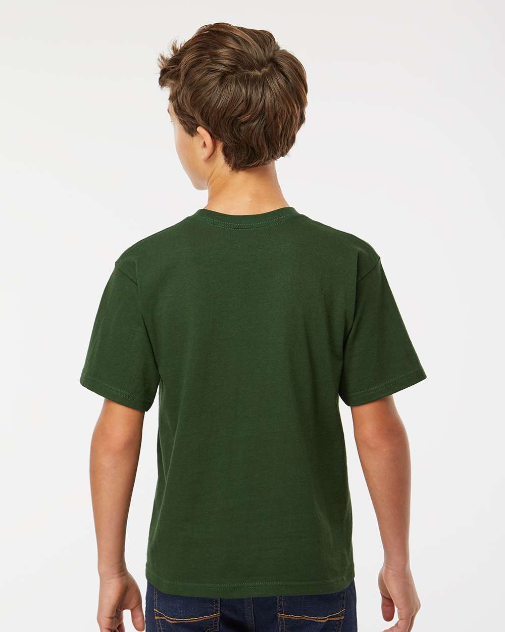Youth Gold Soft Touch T-Shirt - OnModelBack - B01842542 - Forest Green