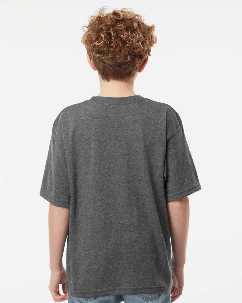 Youth Gold Soft Touch T-Shirt - OnModelBack - B01842592 - Dark Heather