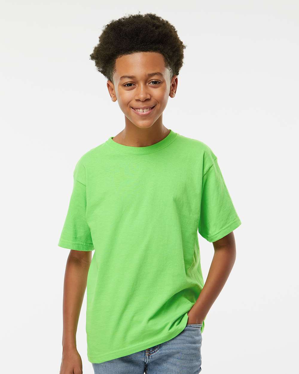 Youth Gold Soft Touch T-Shirt - OnModelFront - B01842212 - Vivid Lime