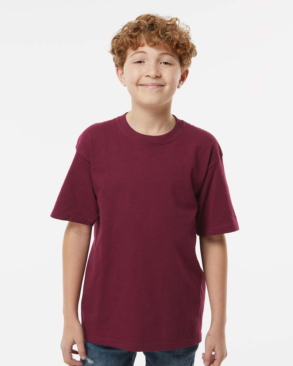 Youth Gold Soft Touch T-Shirt - OnModelFront - B01842532 - Maroon