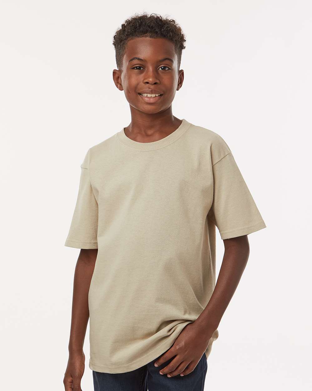 Youth Gold Soft Touch T-Shirt - OnModelFront - B01842732 - Sand