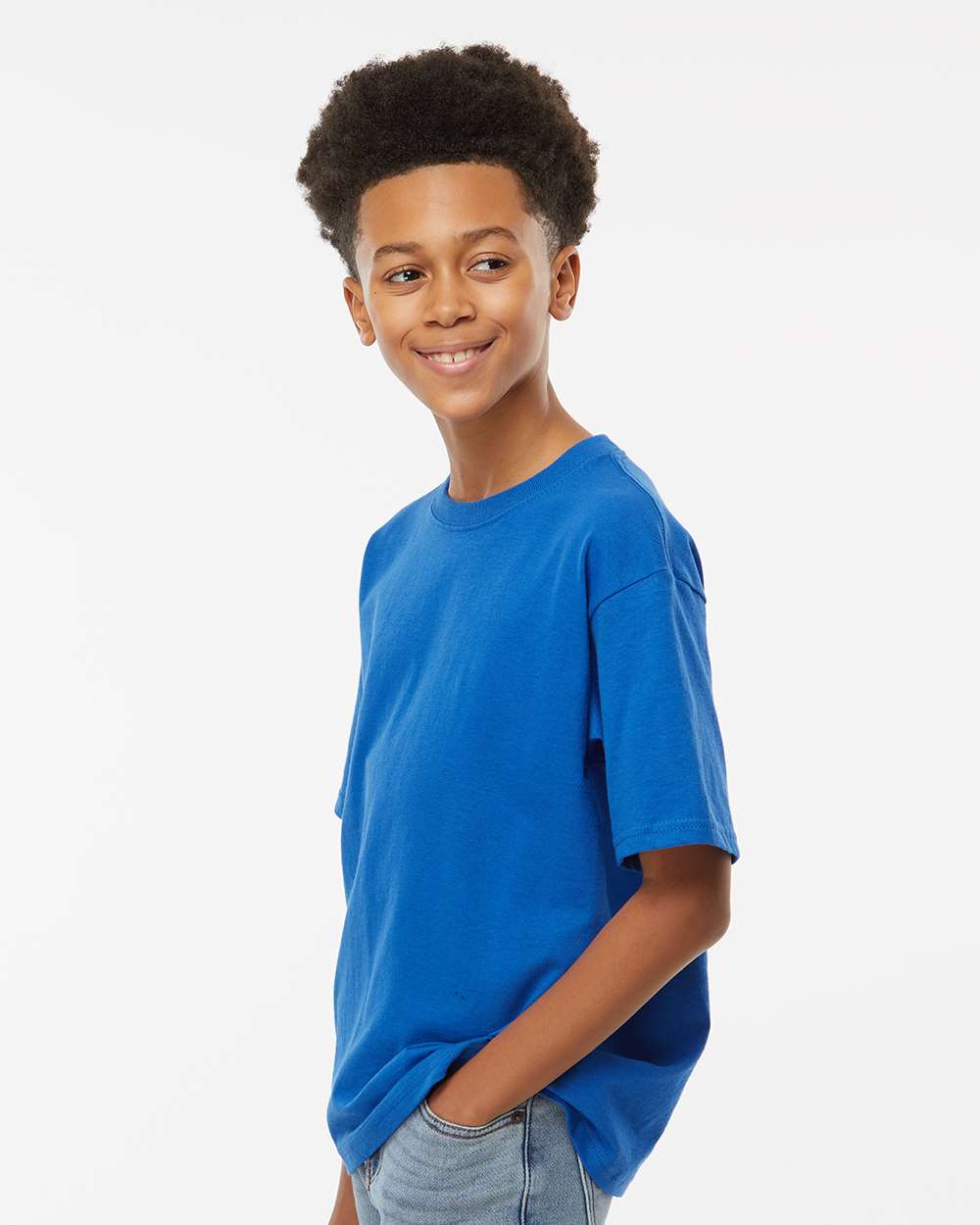 Youth Gold Soft Touch T-Shirt - OnModelSide - B01842142 - Royal
