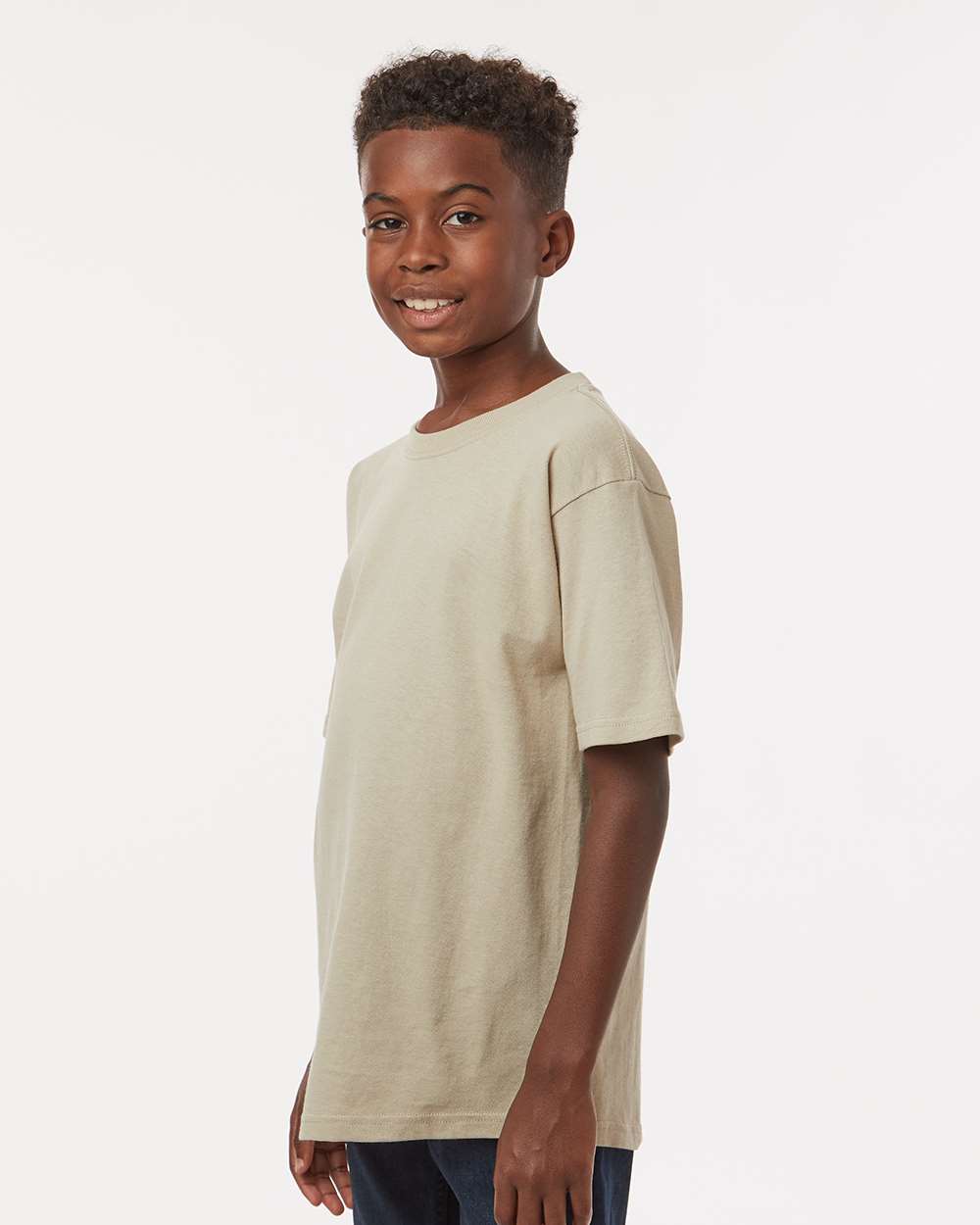 Youth Gold Soft Touch T-Shirt - OnModelSide - B01842732 - Sand