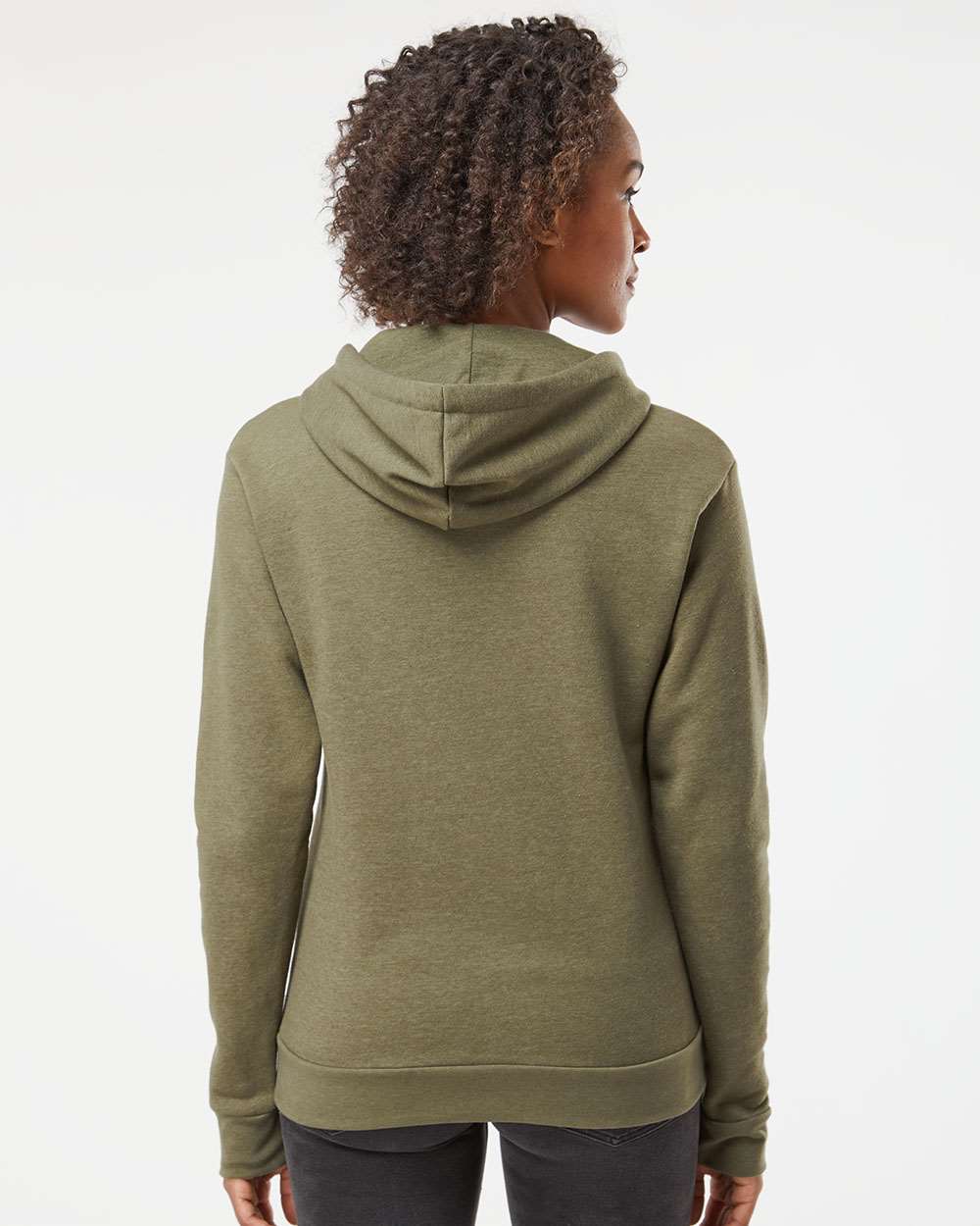 Unisex Malibu Hoodie Sweatshirt - OnModelBack - B03018062 - Heather Military Green
