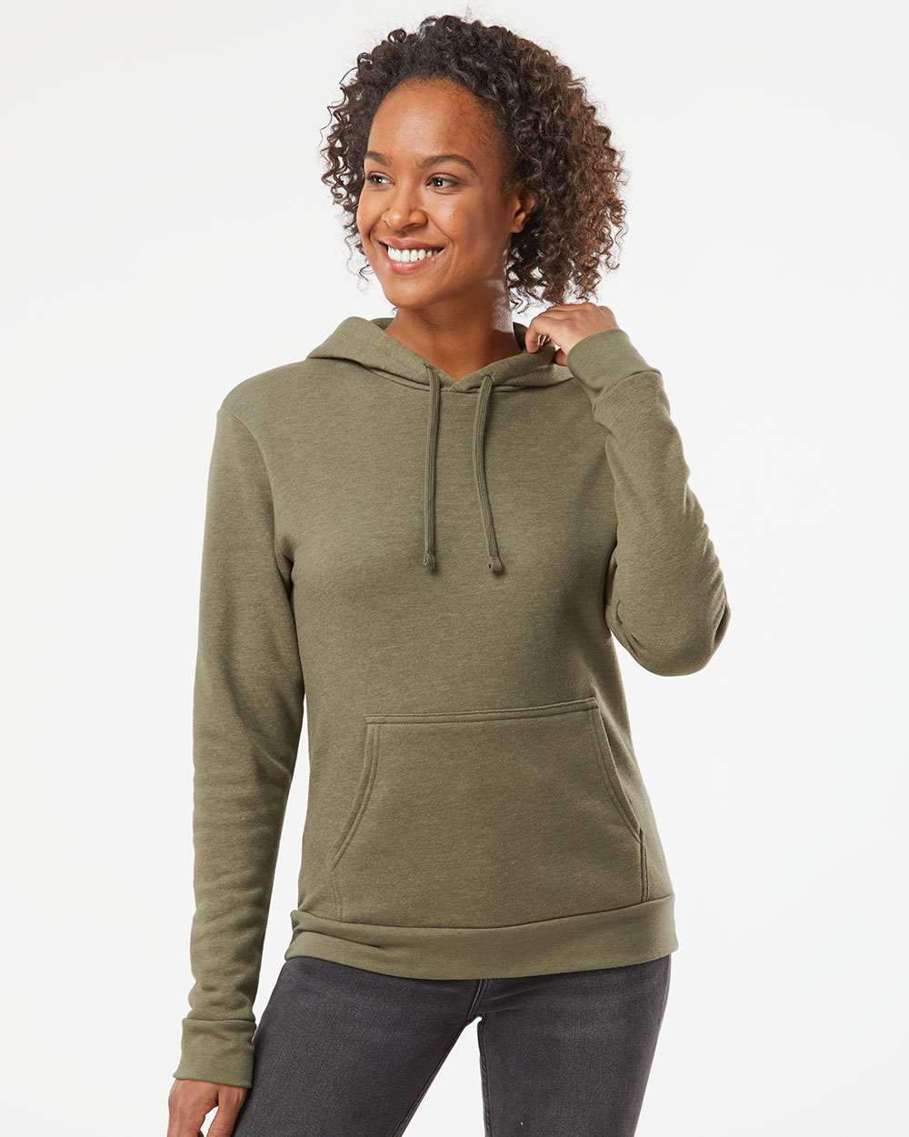 Unisex Malibu Hoodie Sweatshirt - OnModelFront - B03018062 - Heather Military Green